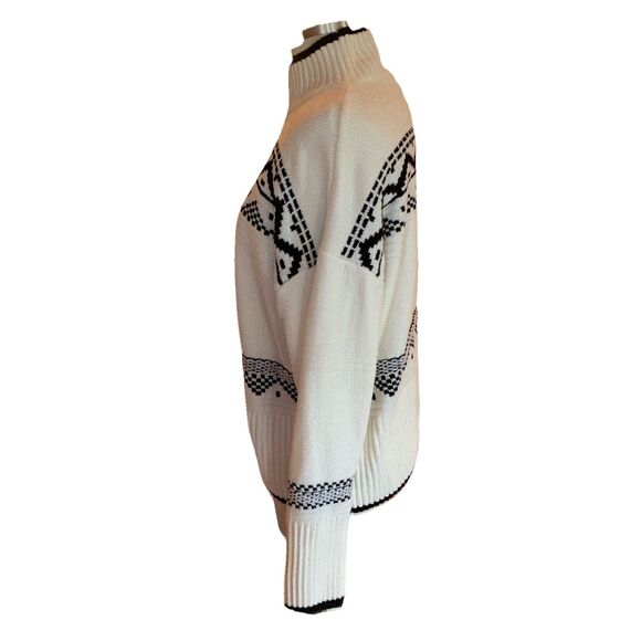 Christian Siriano Chenille Sweater Nordic Fair Isle Mock Neck Ski Soft Sz Large - Picture 5 of 11
